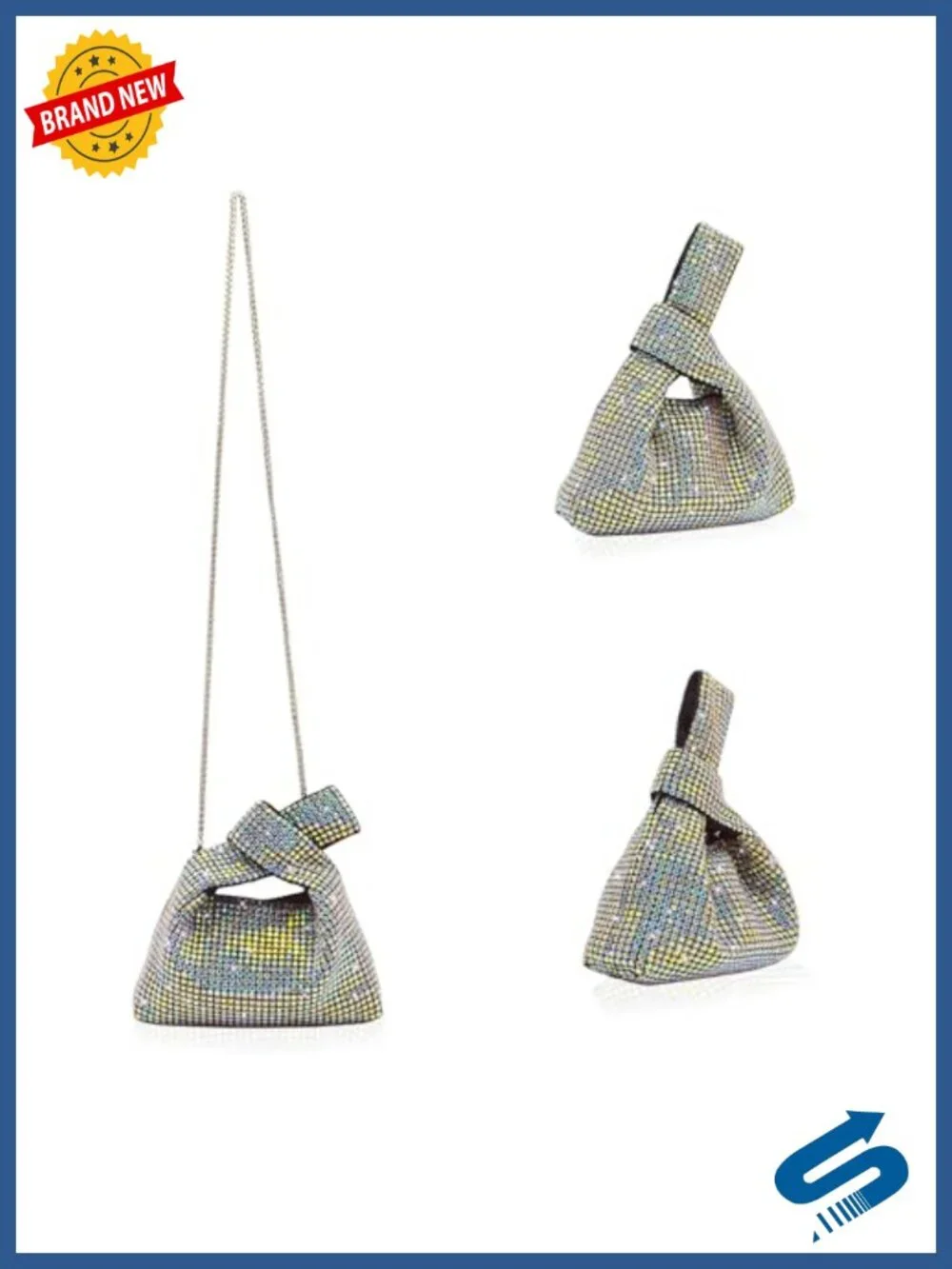 Mini Rhinestone Hobo Dumpling Bag Bling Evening Clutch Crossbody